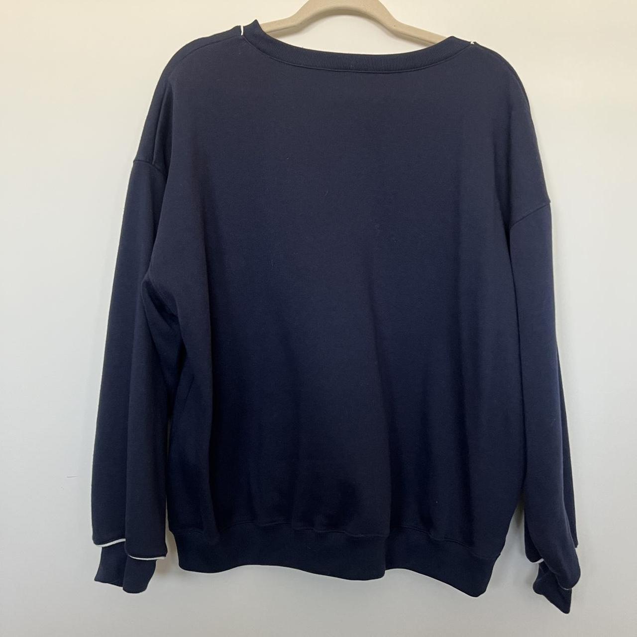 American Vintage Women's Navy and White Sweatshirt | Depop