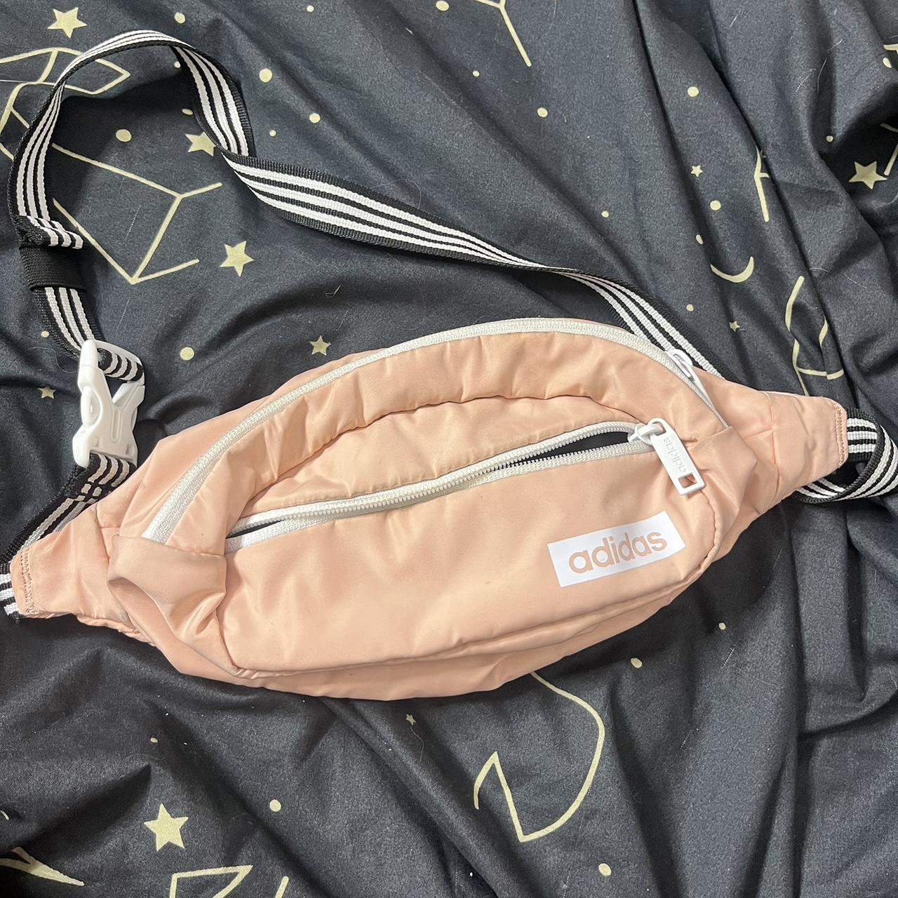 Adidas Pink Fanny Pack Cross Body Bag has some wear