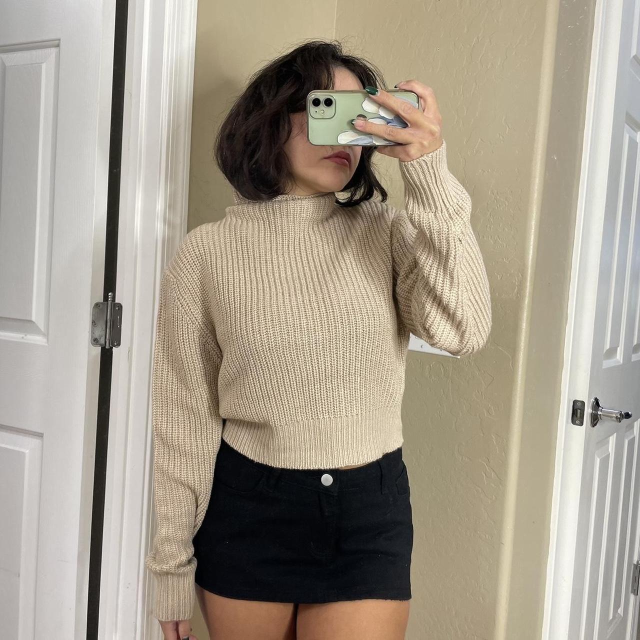 Tan cropped outlet sweater