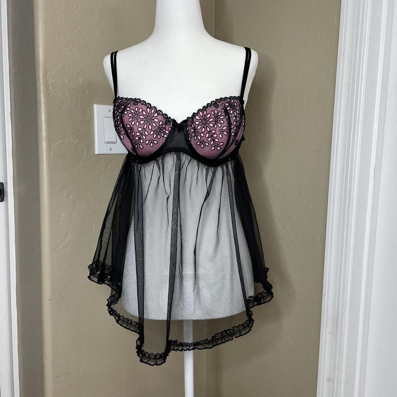 Baby pink and black mesh Victoria s Secret lingerie Depop