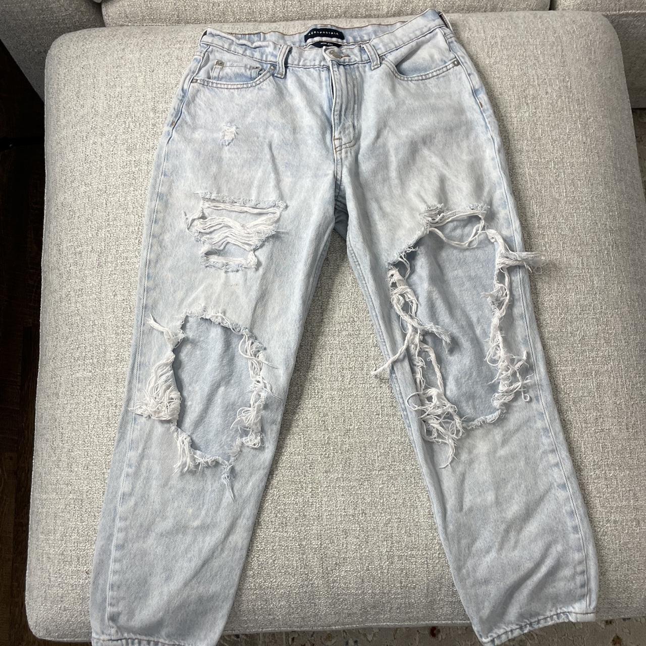 Aeropostale Women's Distressed Pants Blue – Aeropostale
