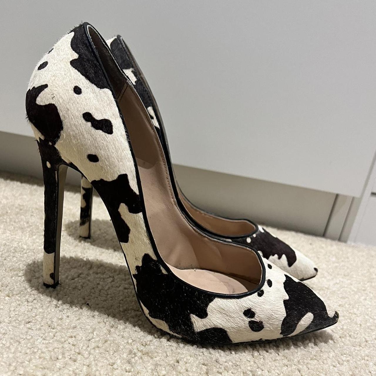 Cow print high heels best sale