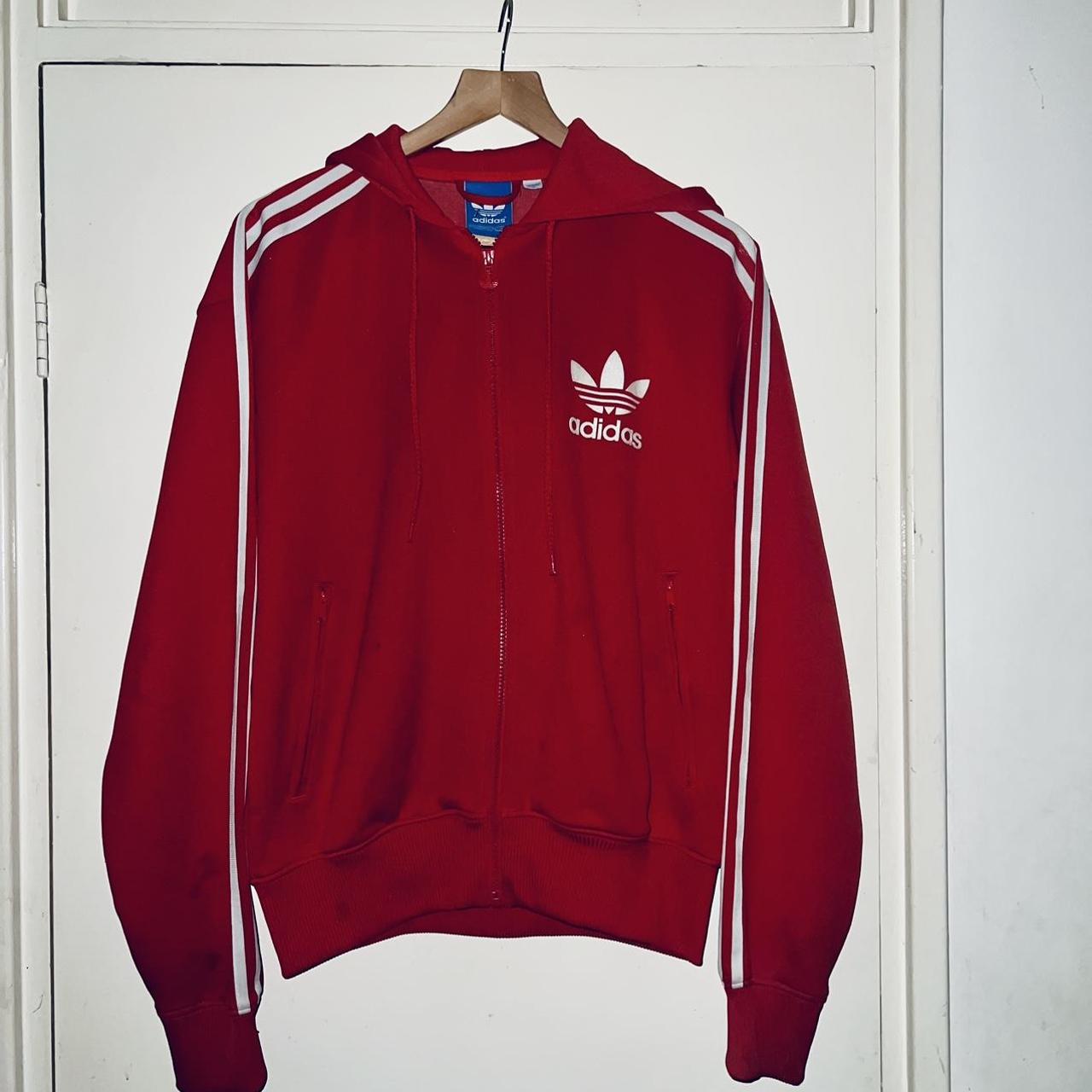 Vintage 1980s Adidas firebird jacket - red - This... - Depop