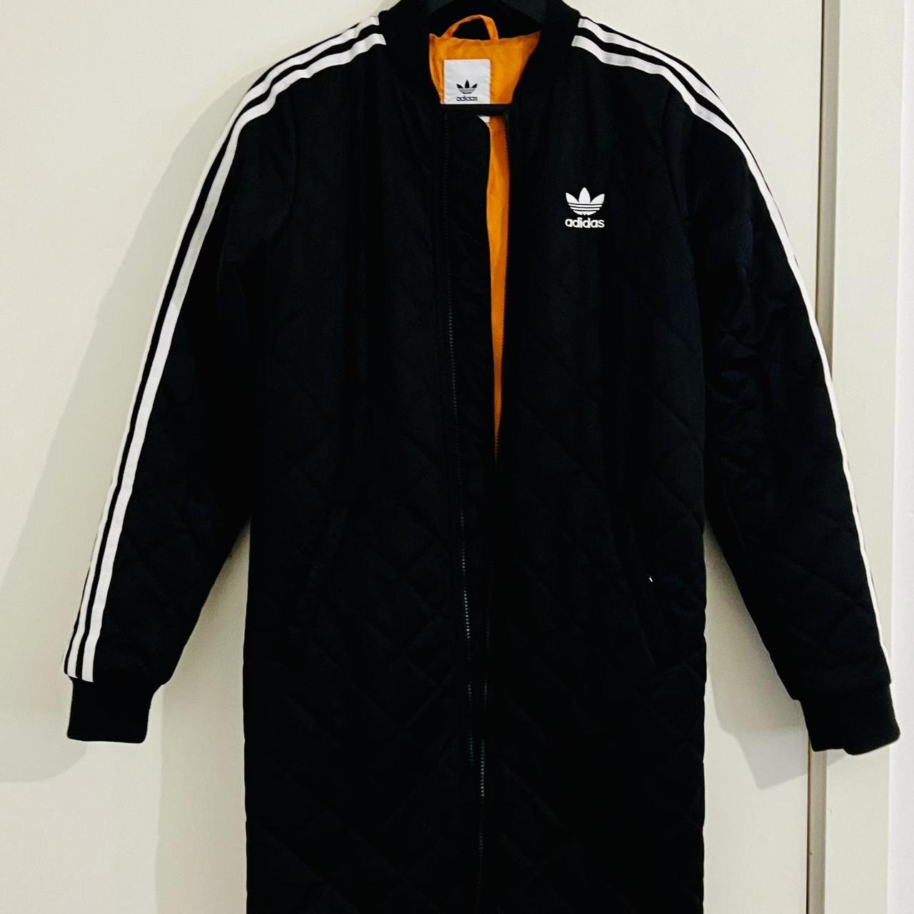 Adidas Originals Long Bomber Jacket coat. Black. Depop