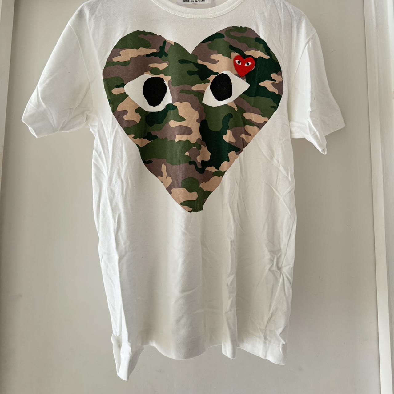 CDG play Camo big heart T-shirt. Men's Medium. Only | Depop