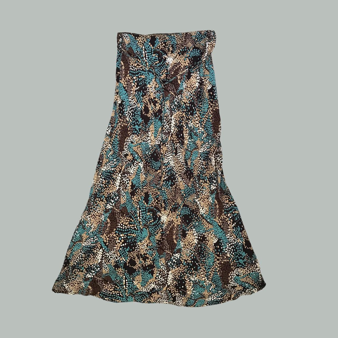 Marks & Spencer Women's Brown and Blue Skirt Depop