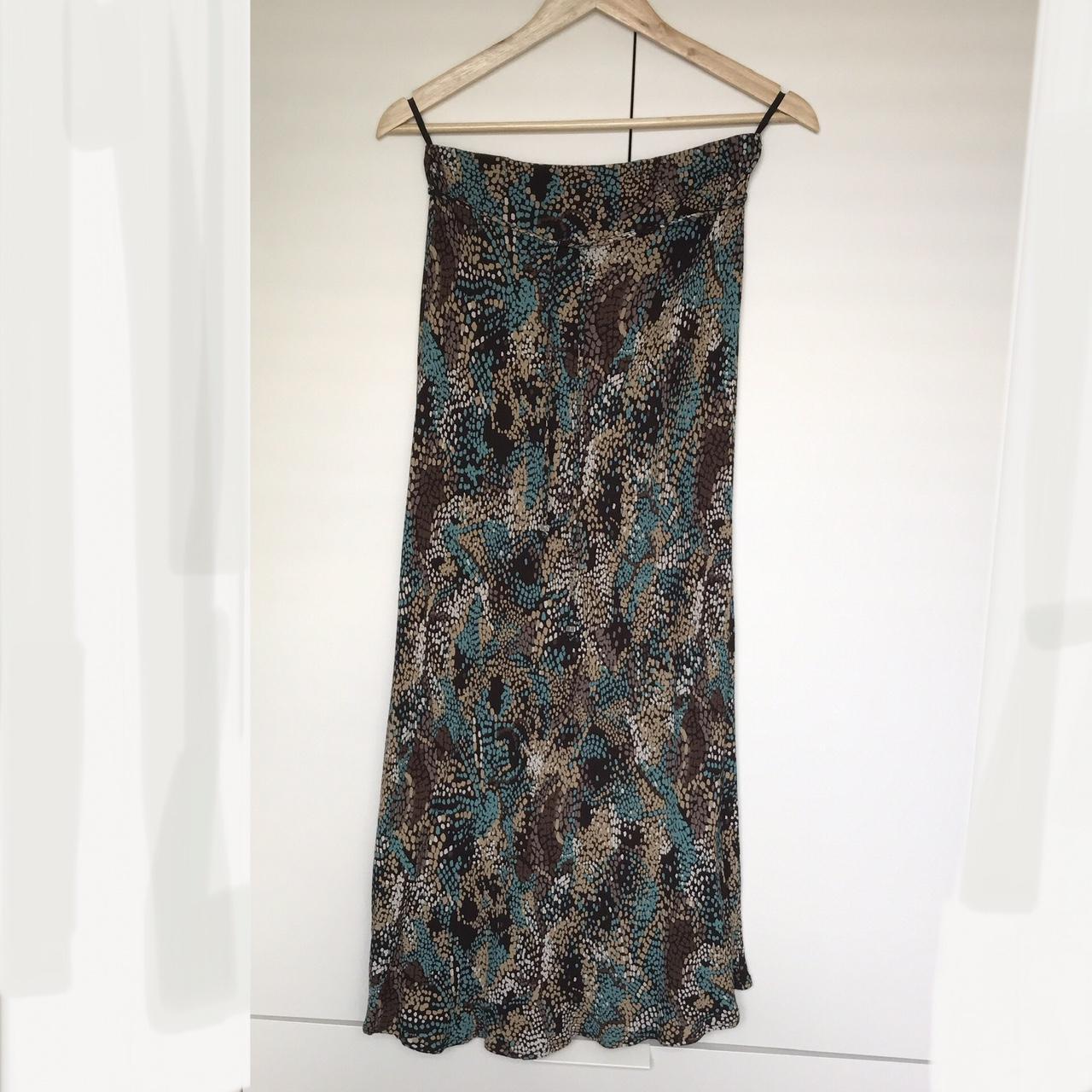 Marks & Spencer Women's Brown and Blue Skirt Depop