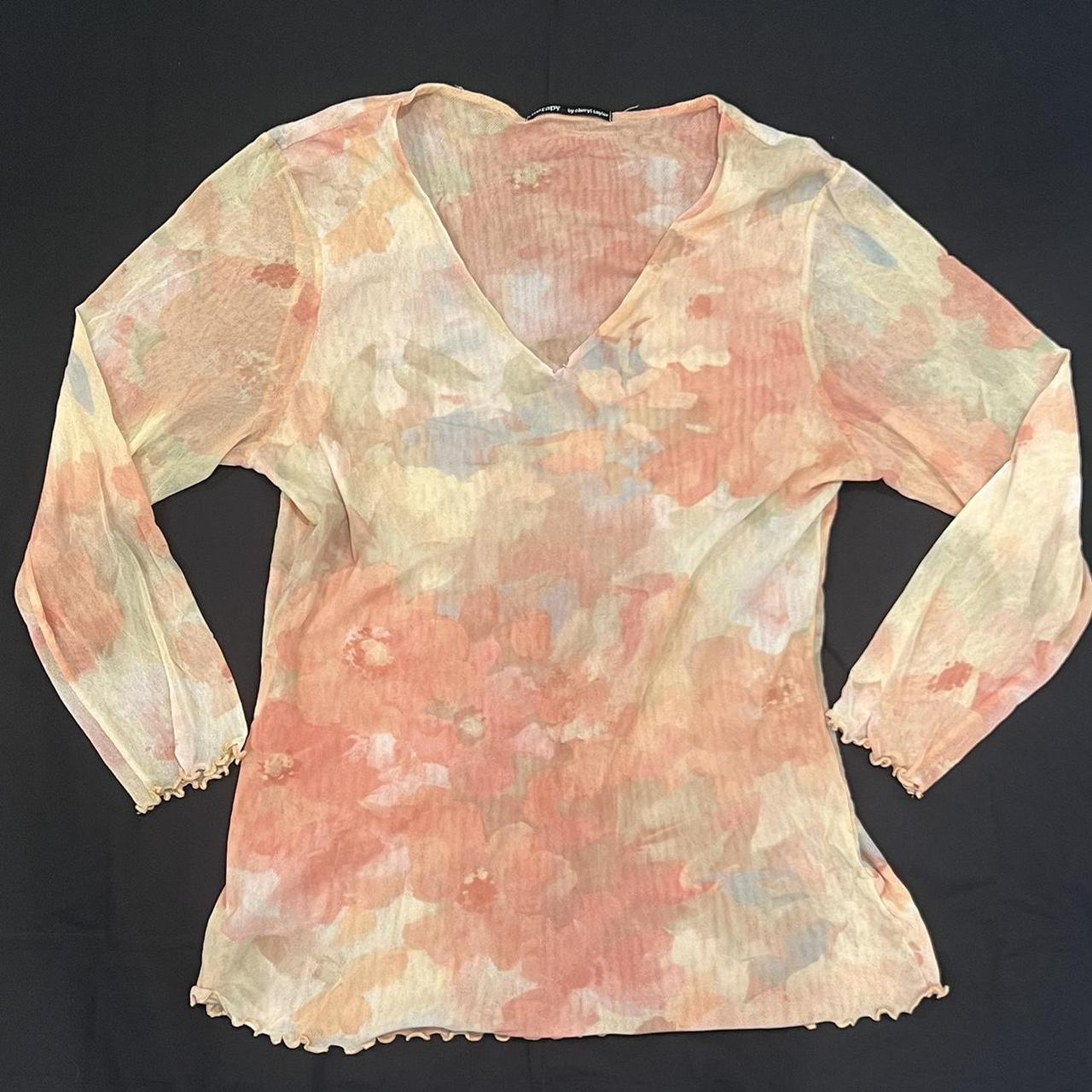 American Vintage Women's Pink and Orange Top Depop