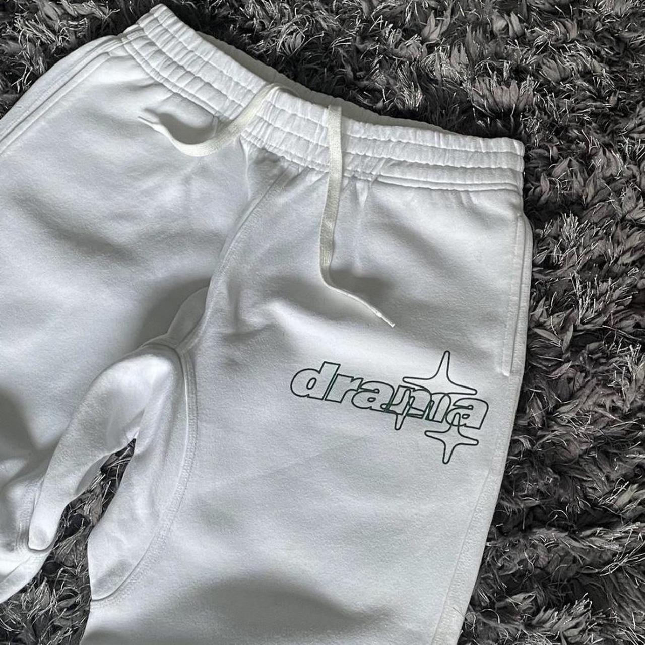 white drama call joggers size large barely worn goes - Depop