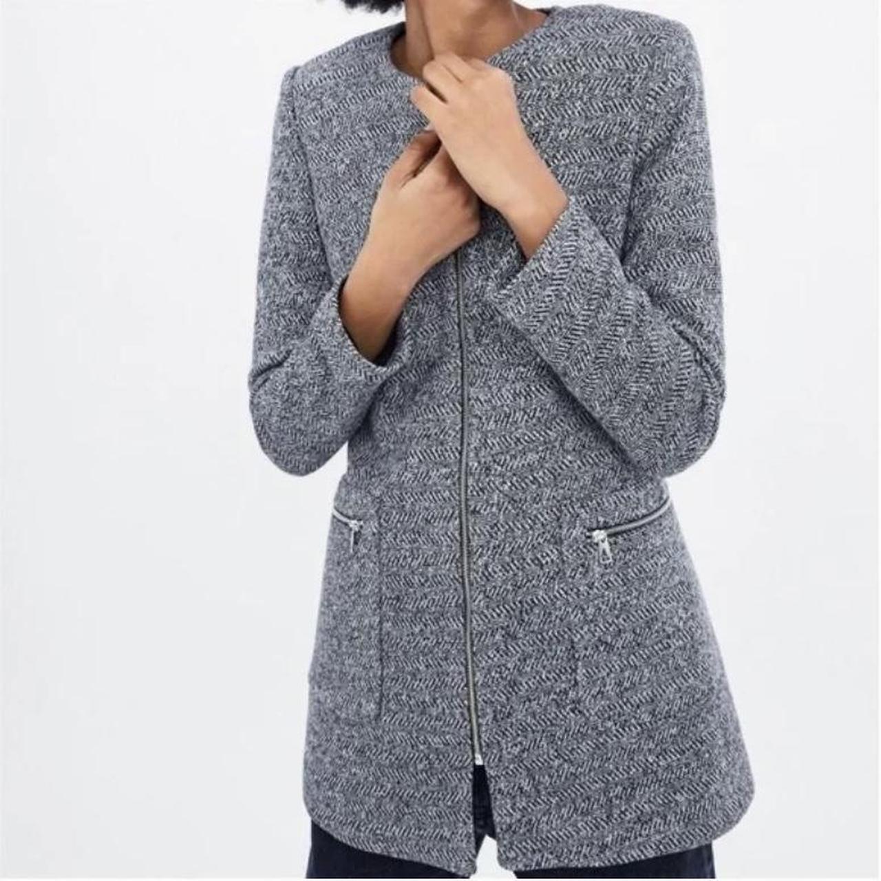 ZARA Gray Coat Jacket Zipup frock coat by Zara in... Depop