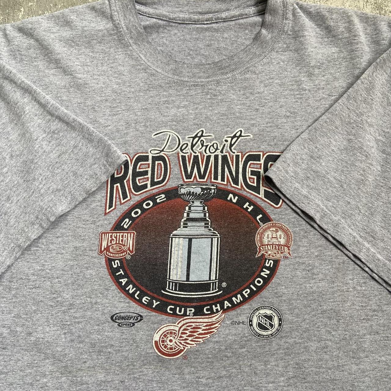 VINTAGE Detroit Red Wings T Shirt Mens Large 2002 Stanley Cup