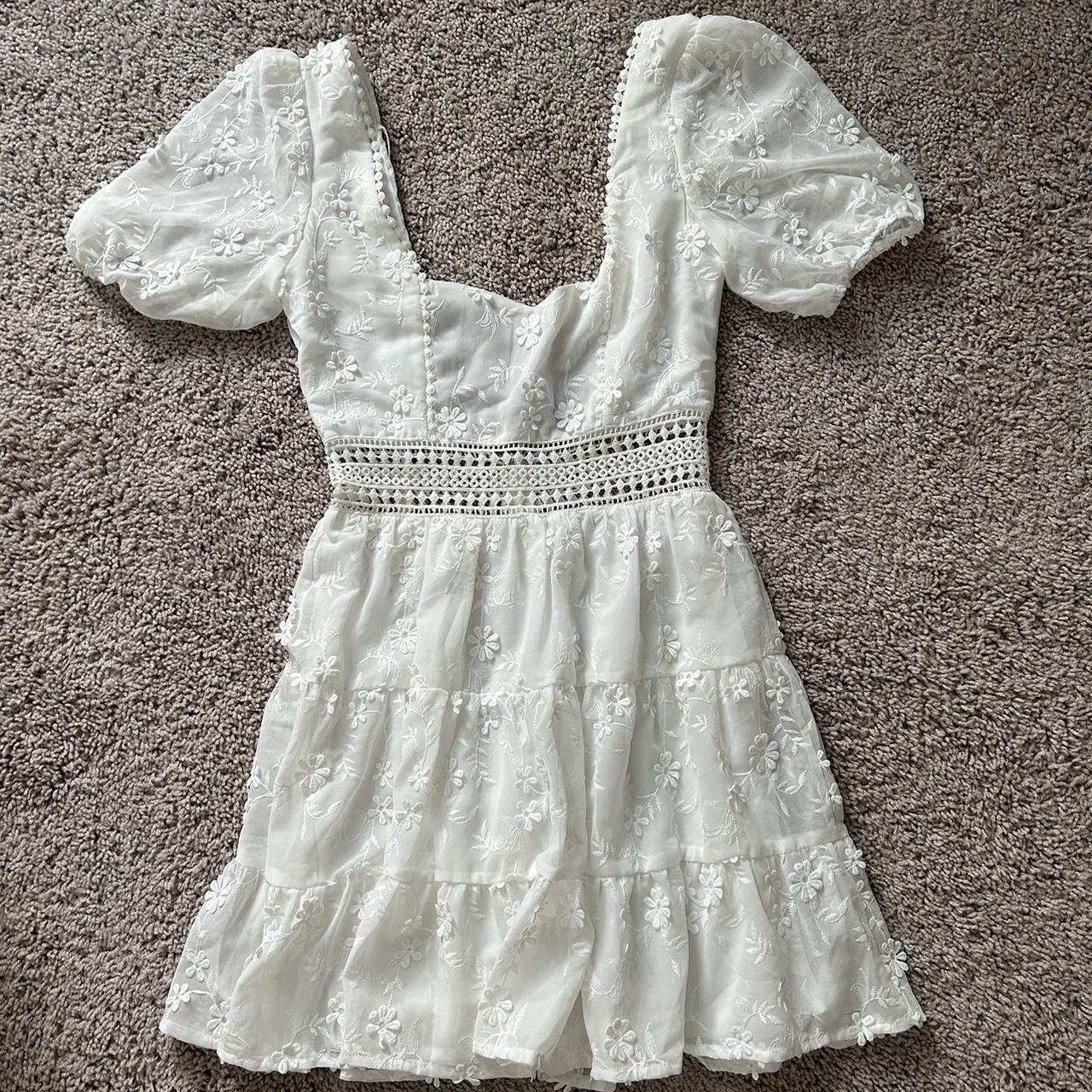 Showpo White Mini Dress Size 4 - Depop