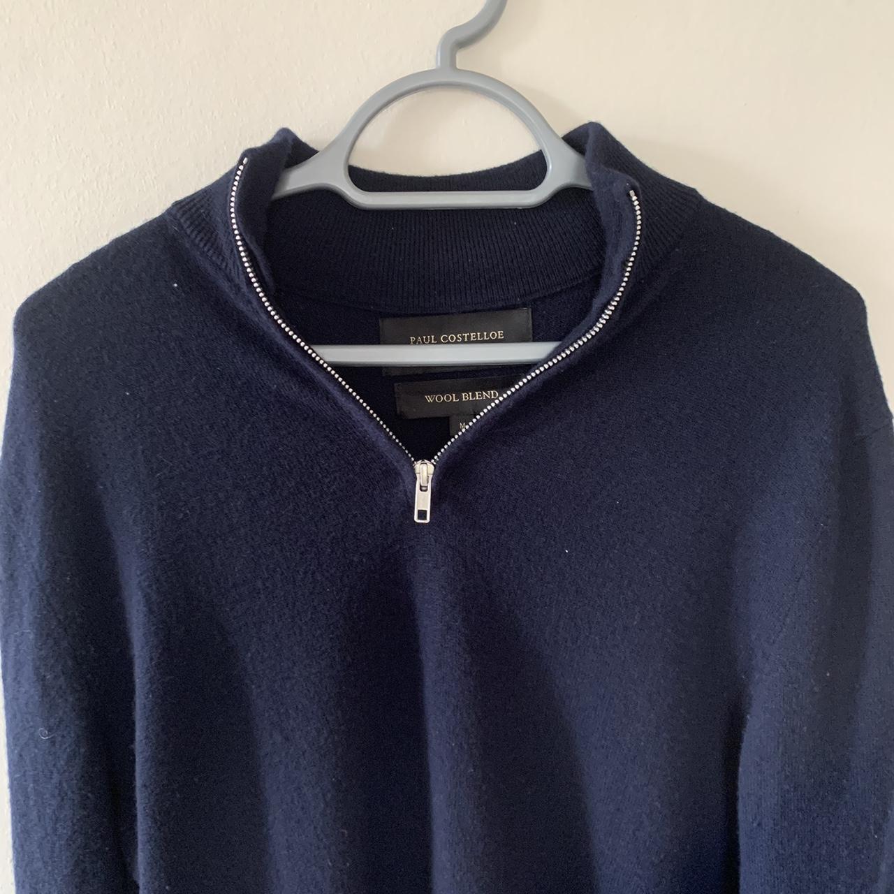 Navy wool 1/4 zip sweater Paul Costelloe Men’s M,... - Depop