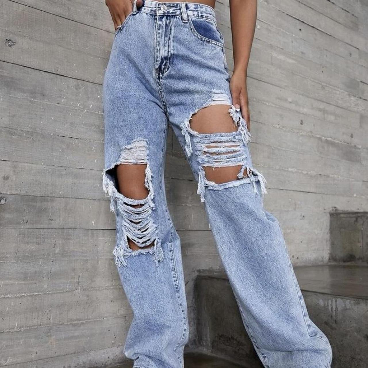 SHEIN High Waisted Ripped Jeans