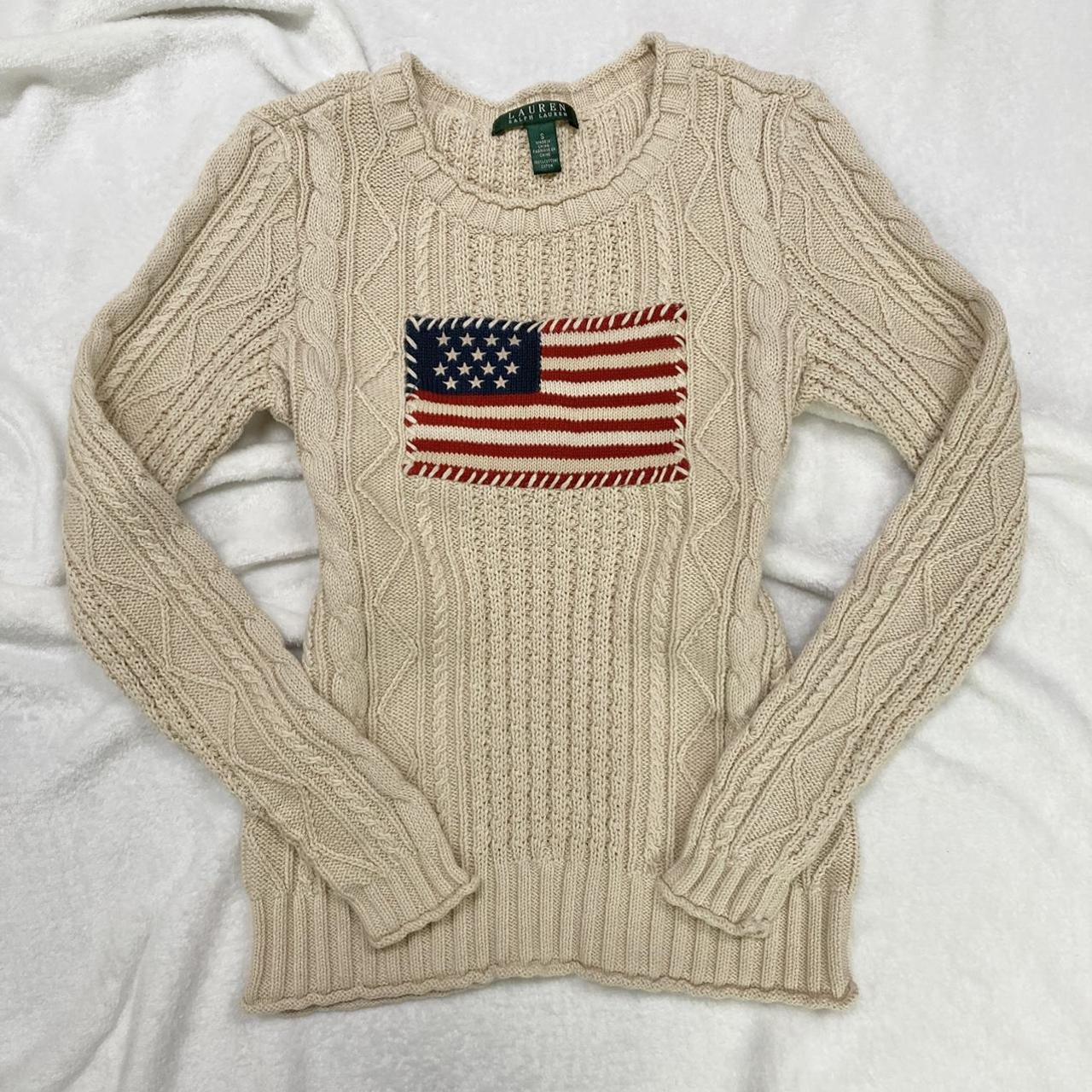 Polo Ralph Lauren Women's Tan and Cream Jumper | Depop