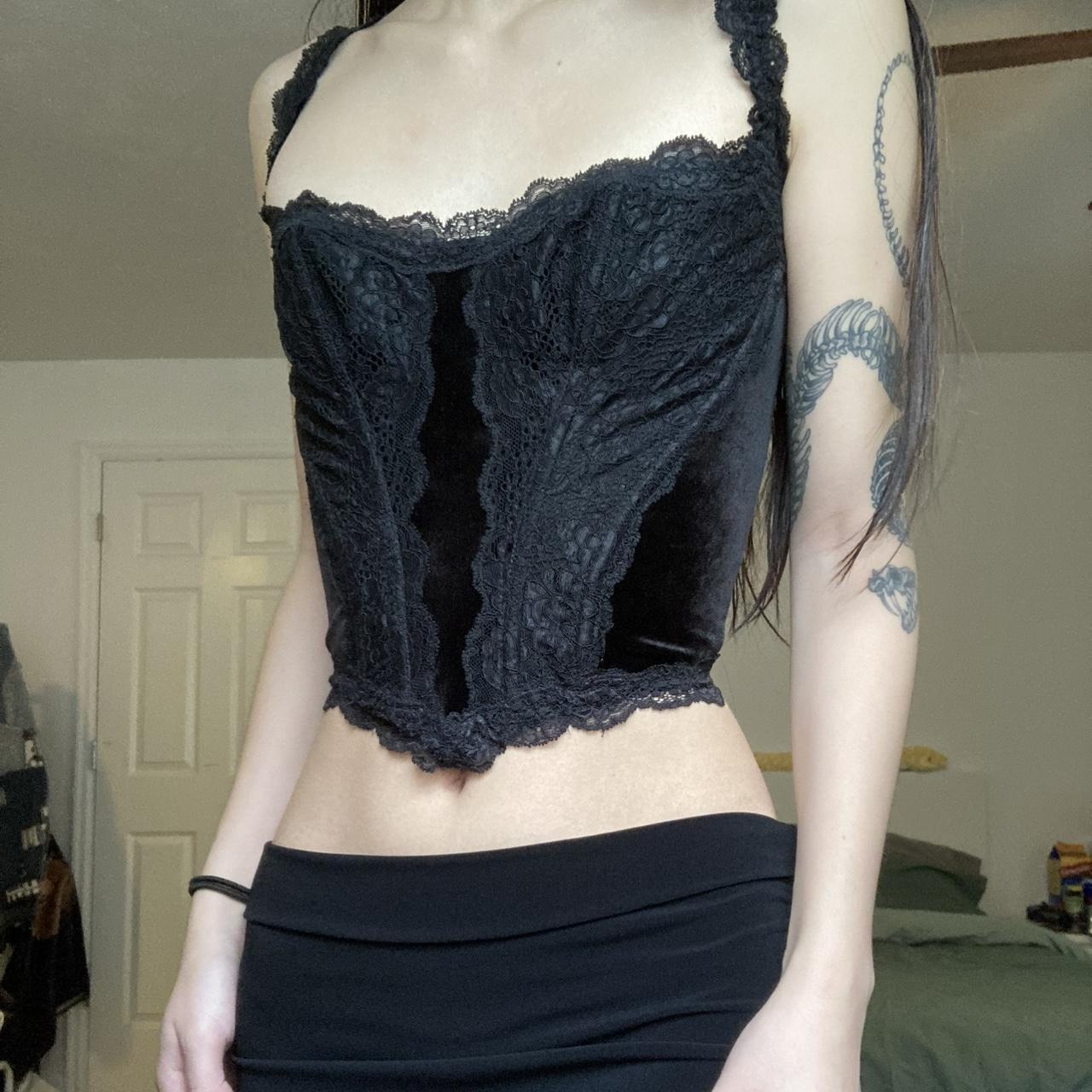 Vintage VS Black Velvet Lace Bustier, ♡ Size...