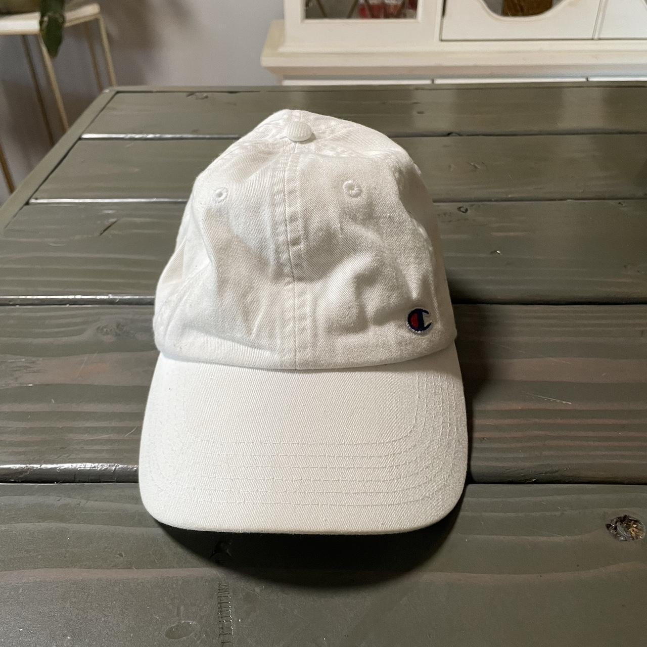 White Champion Hat - Depop