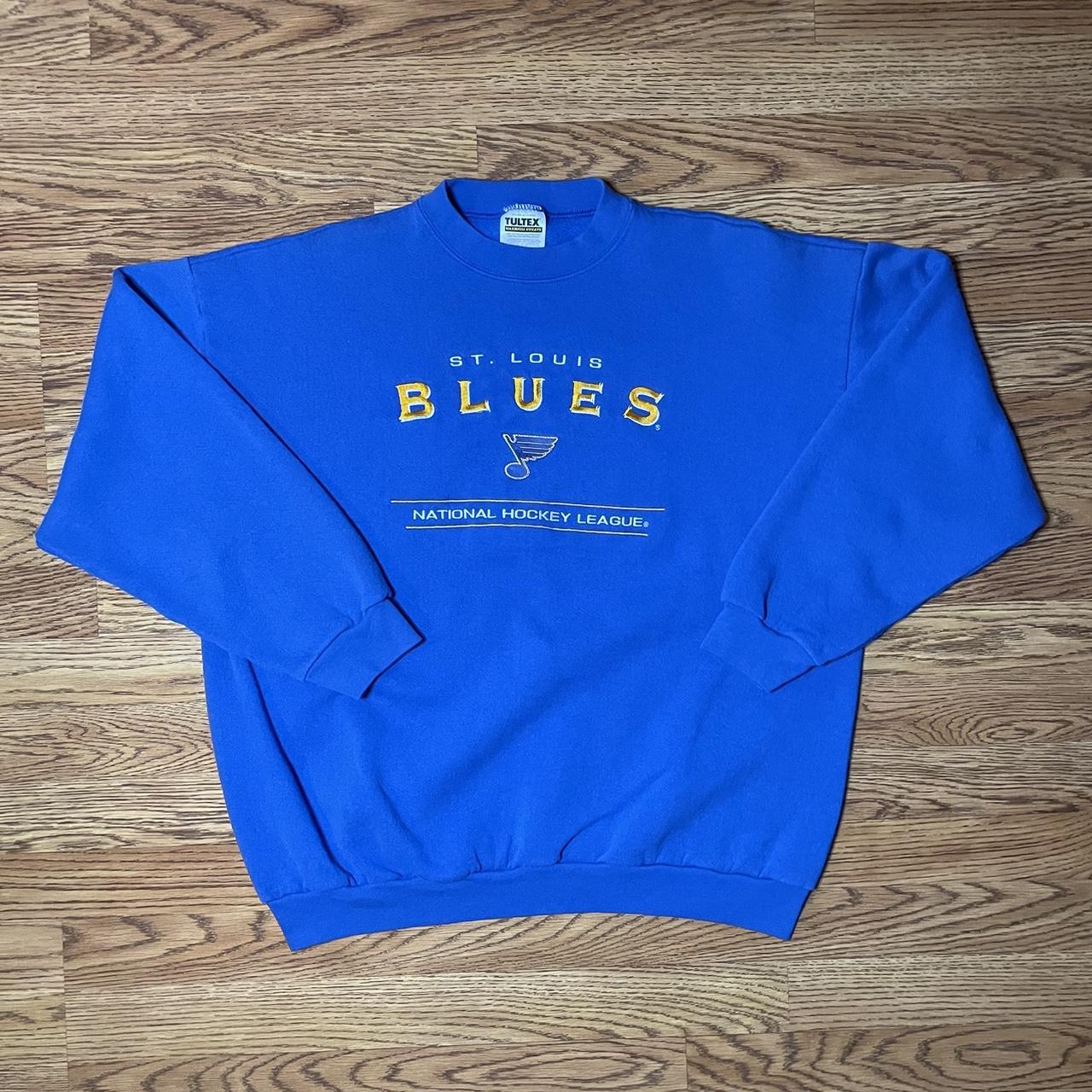 Tultex Men's Blue and Yellow Sweatshirt | Depop