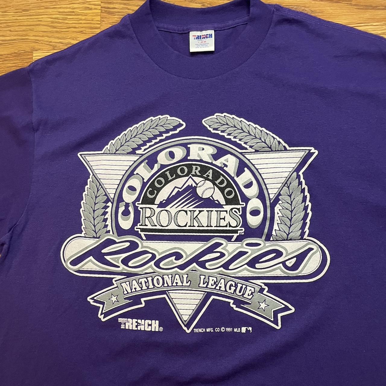 1991 Colorado Rockies Trench All Over Print MLB T Shirt Size XL