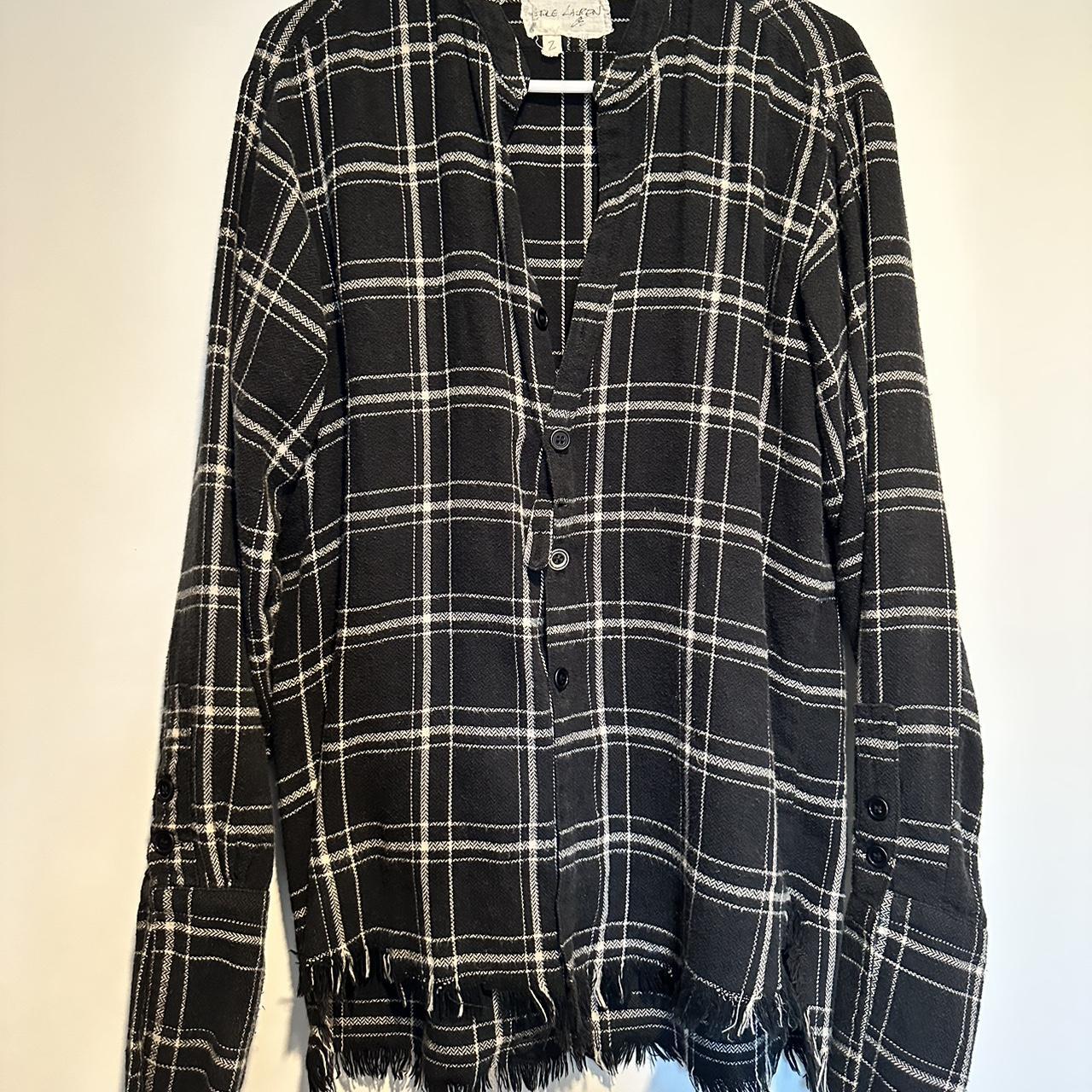 Authentic Greg Lauren Navy Blue flannel Mens but... - Depop