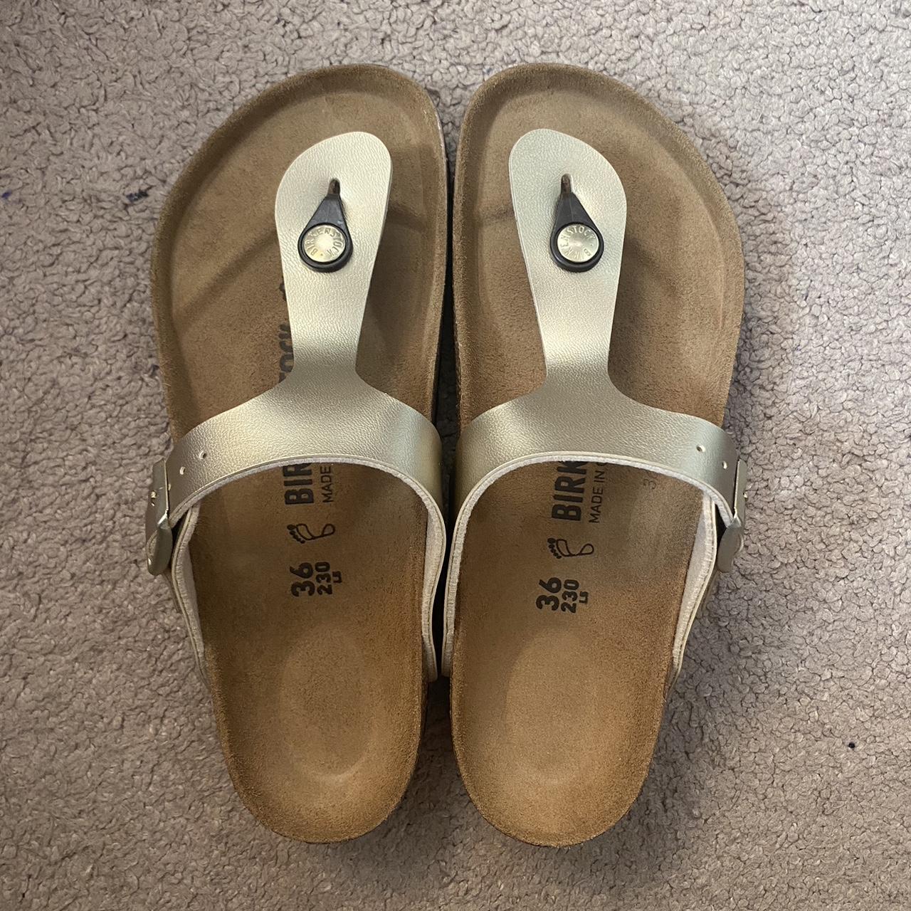 Birkenstock Gizeh Gold Sandals EU size 36... - Depop