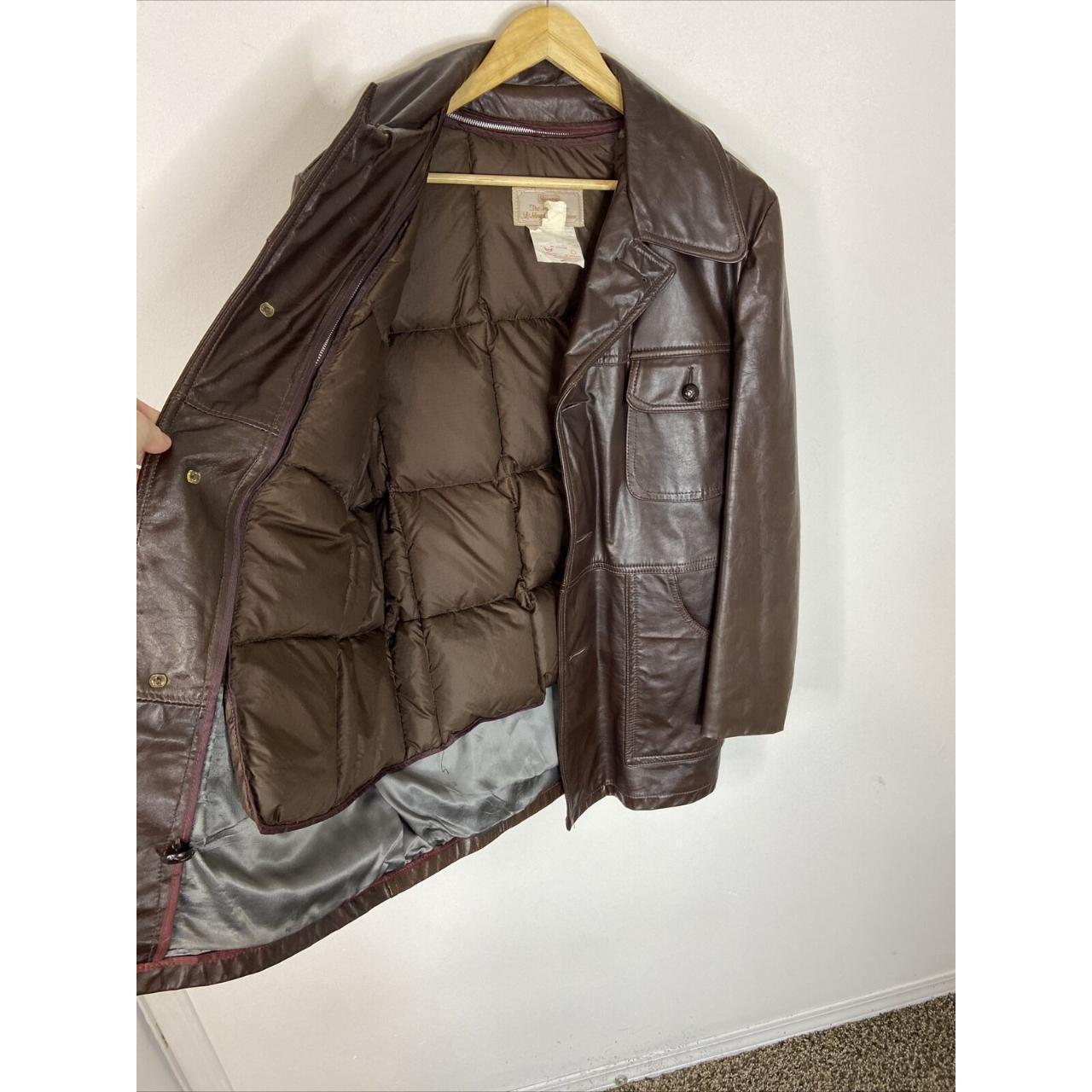 Vintage Sears 70s Men 42 M Brown Leather Jacket - Depop