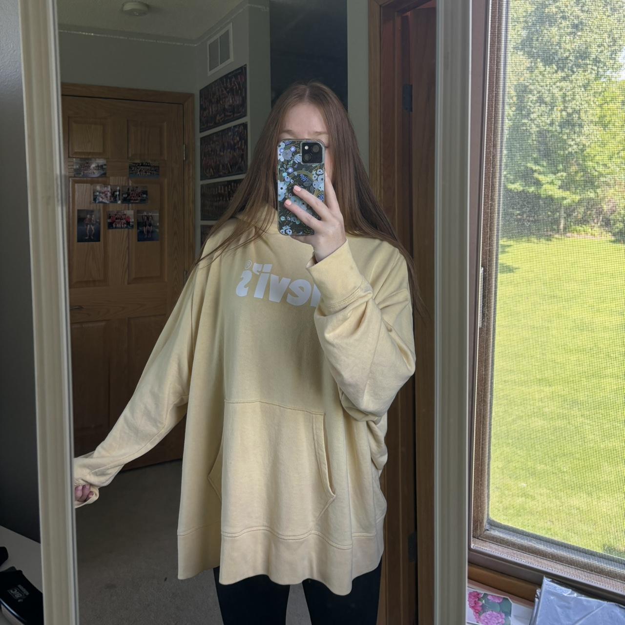 light yellow levi s hoodie super oversized size. Depop