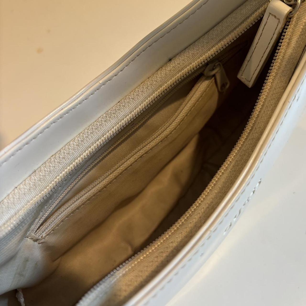 White leather Guess bag with glossy exterior... Depop