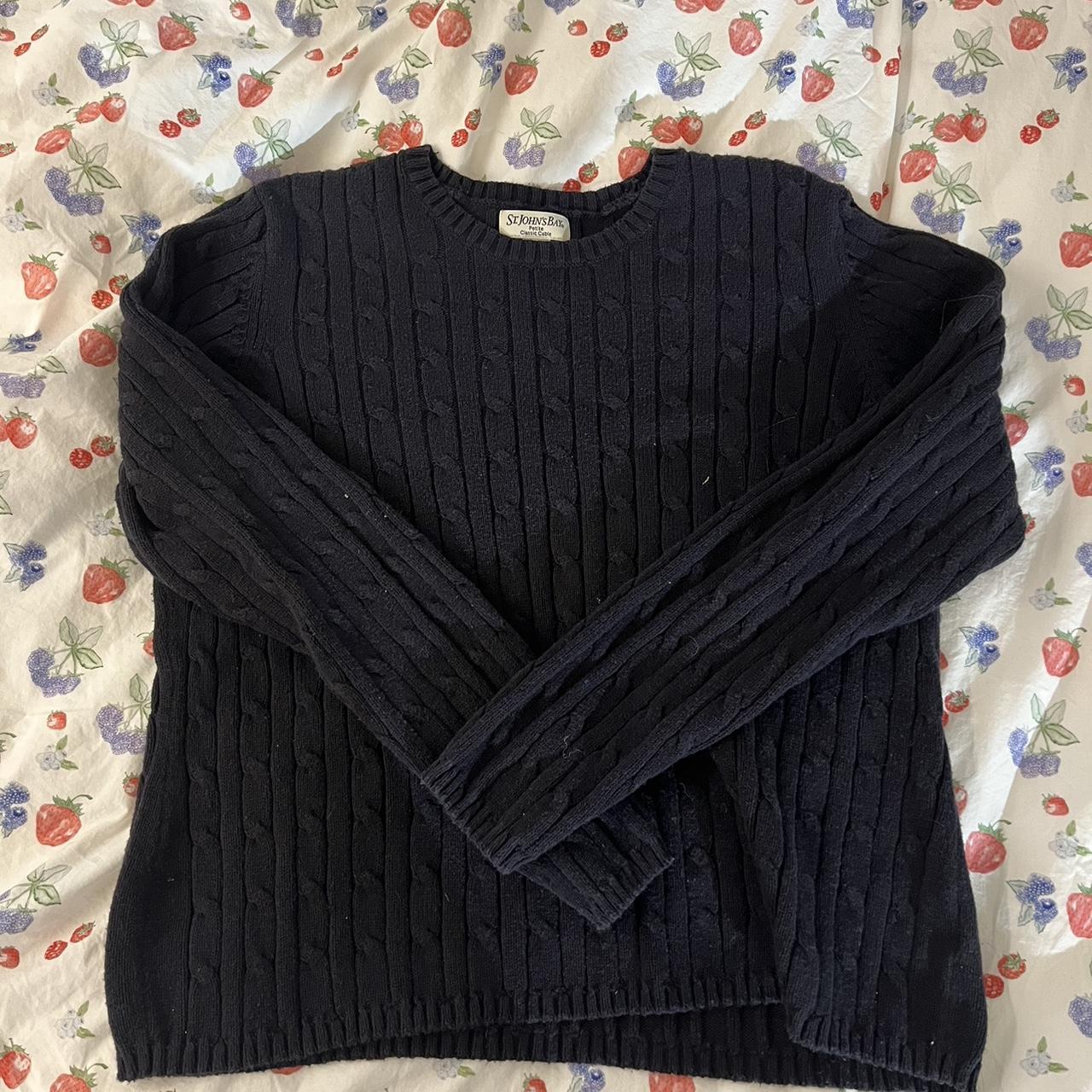 Cable knit jumper black St. John Bay Size petite / S - Depop