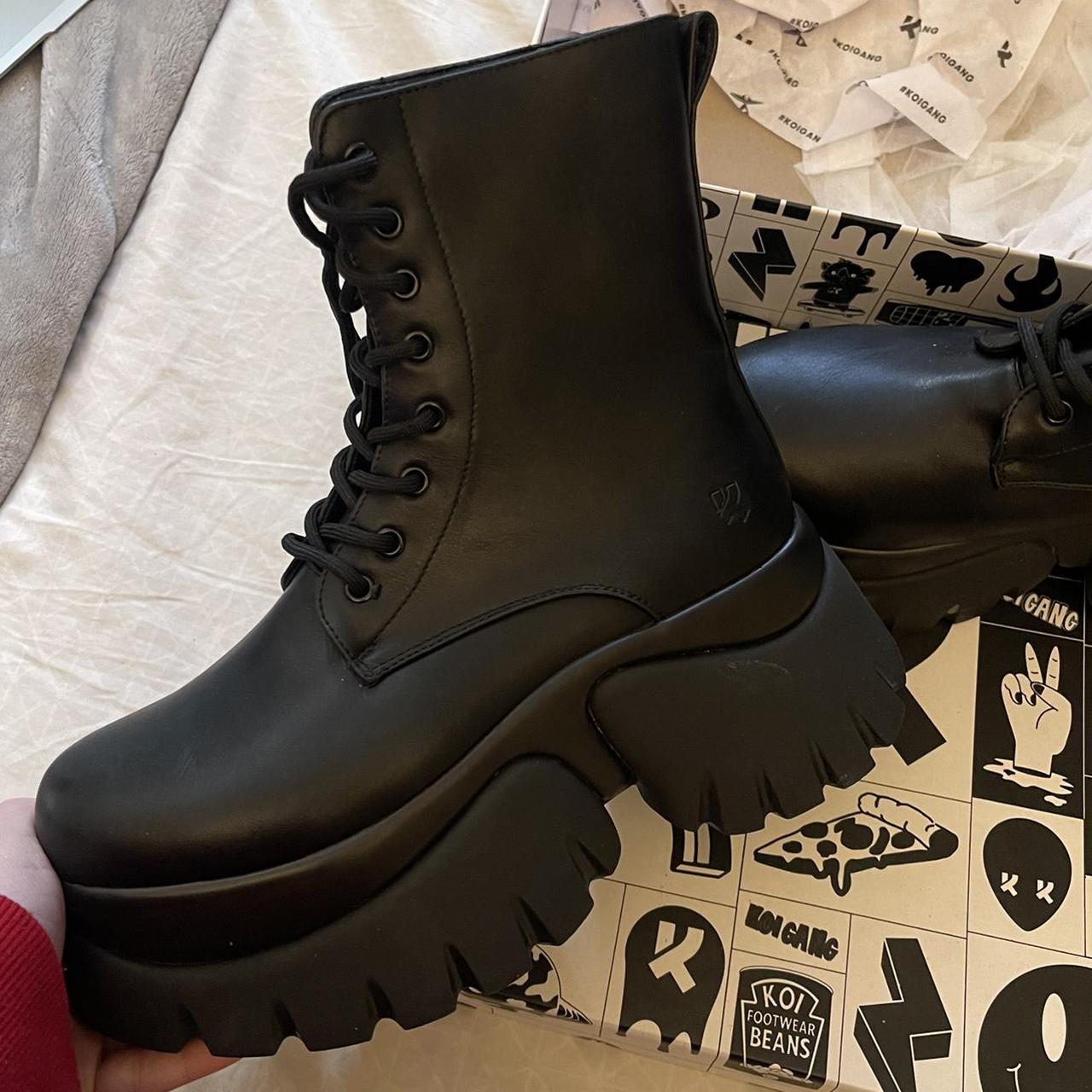 KOI Rancor Vilun black lace up platform boots. | Depop