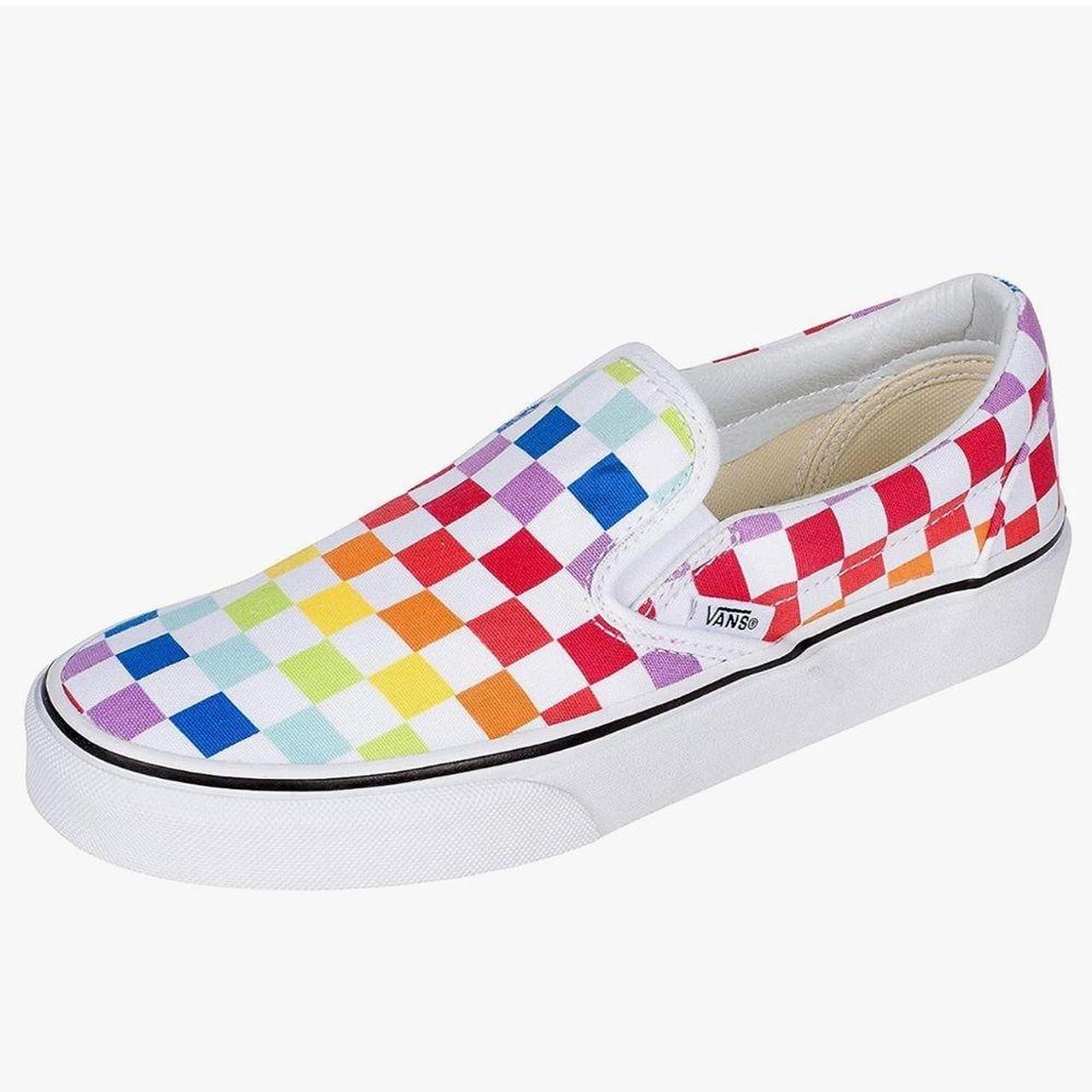 Checkerboard vans slip on multicolor hotsell