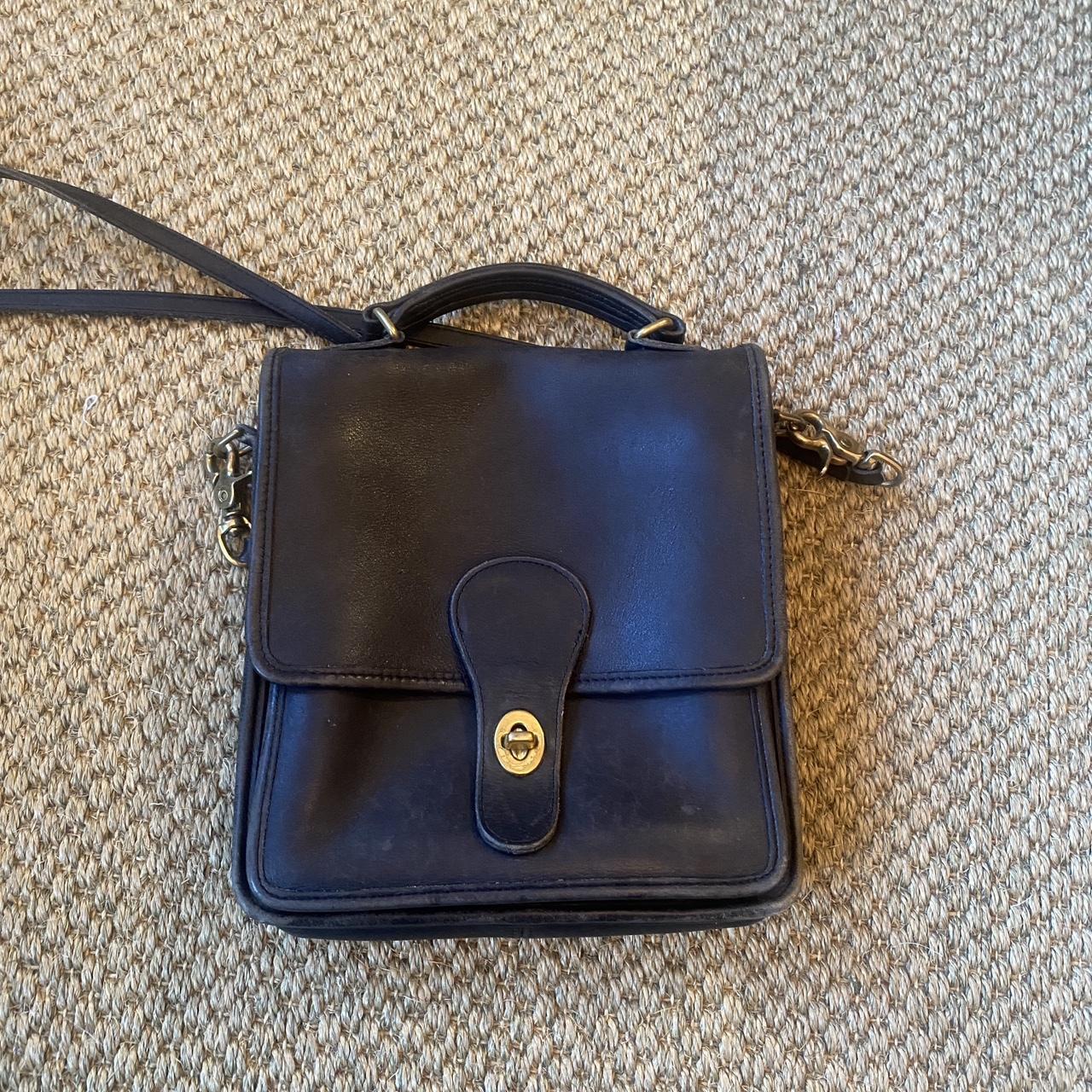 Classic vintage coach black leather handbag. Good... - Depop
