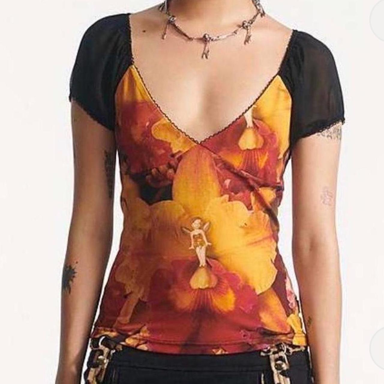 Heaven by marc jacobs paradise chiffon capsleeve top | Depop