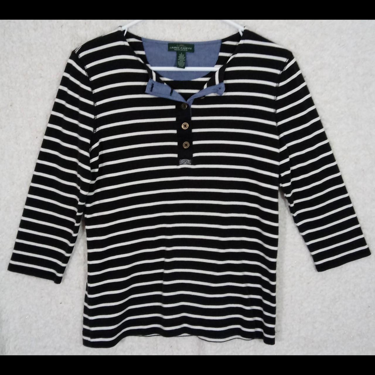 Lauren Ralph Lauren Womens Tops Black White Shirt - Depop