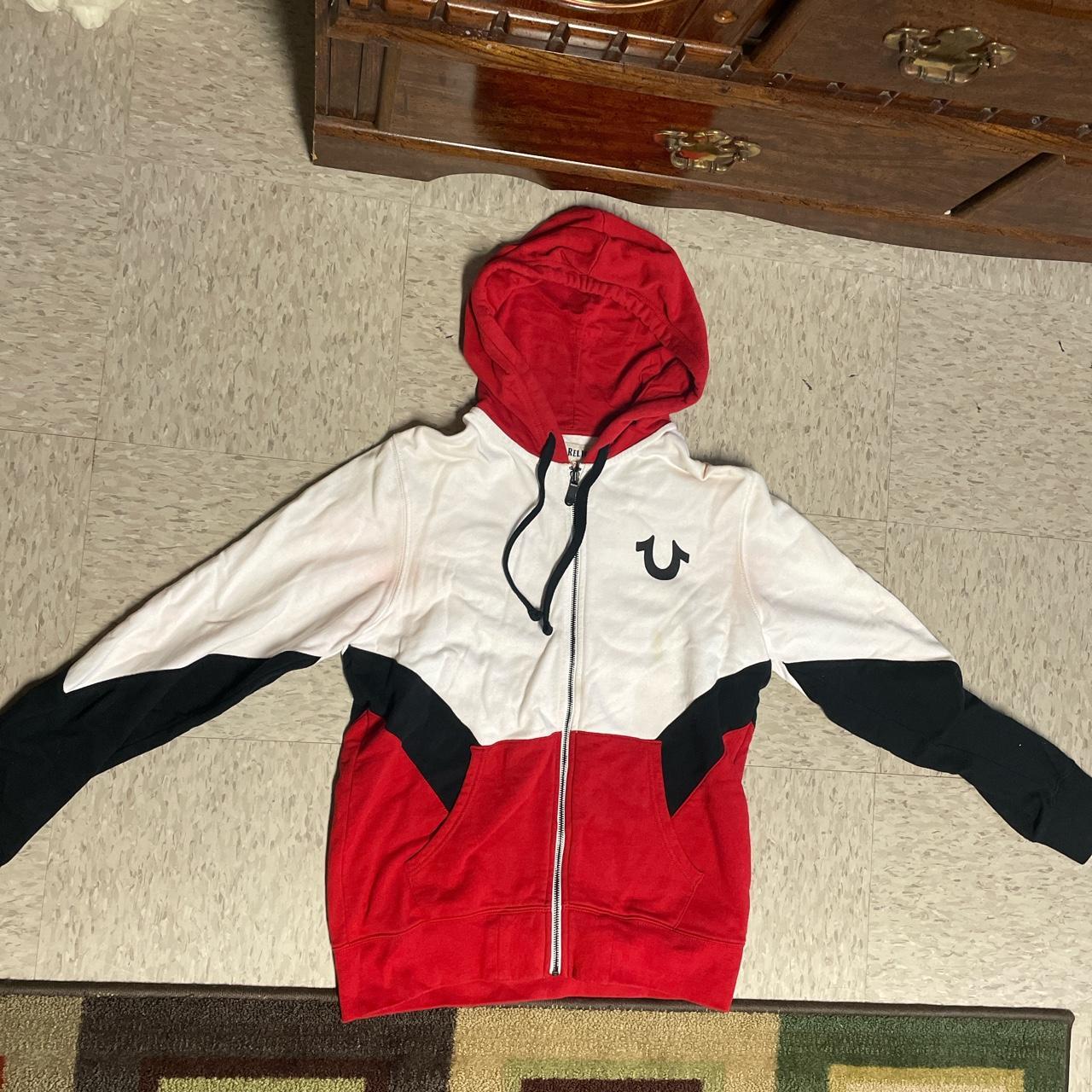 True religion red and white windbreaker sale