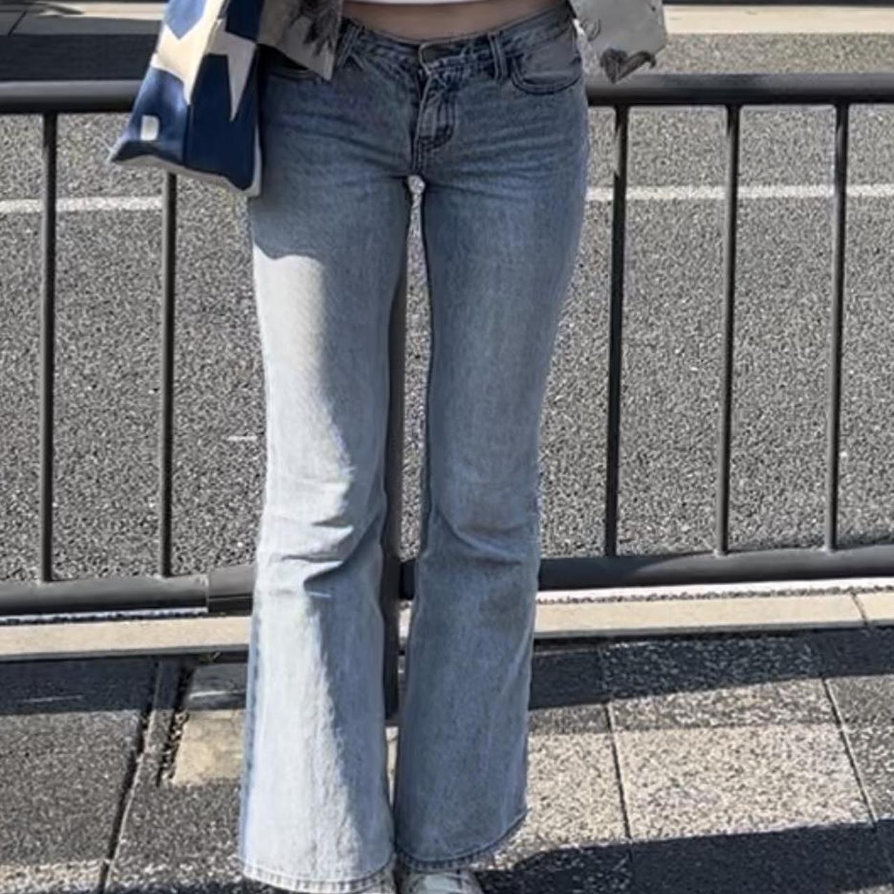 brandy melville quinn jeans light blue denim flares... Depop