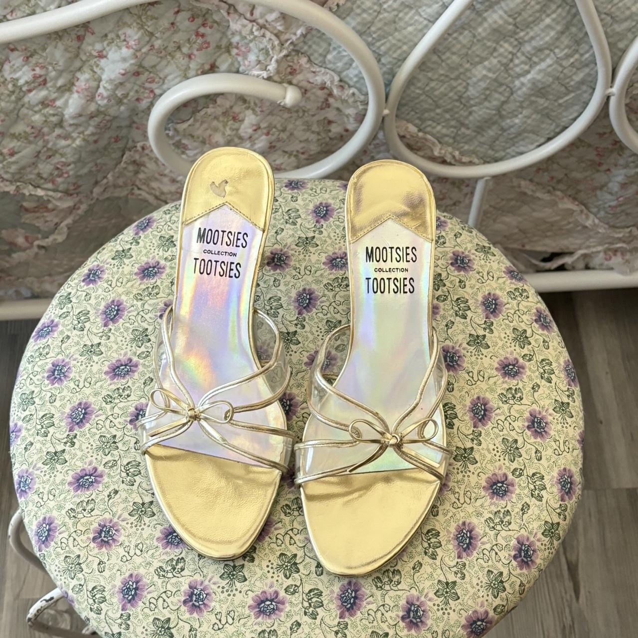 strappy gold kitten heels