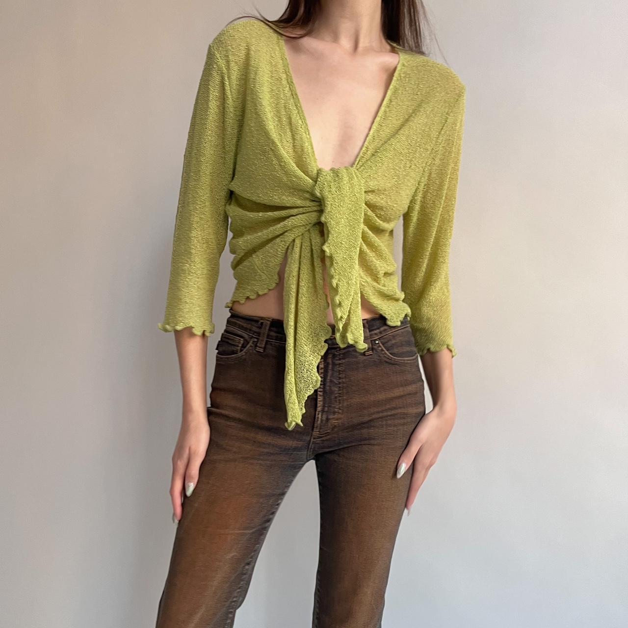 Vintage Fairycore Green Crochet Wrap Top With Depop