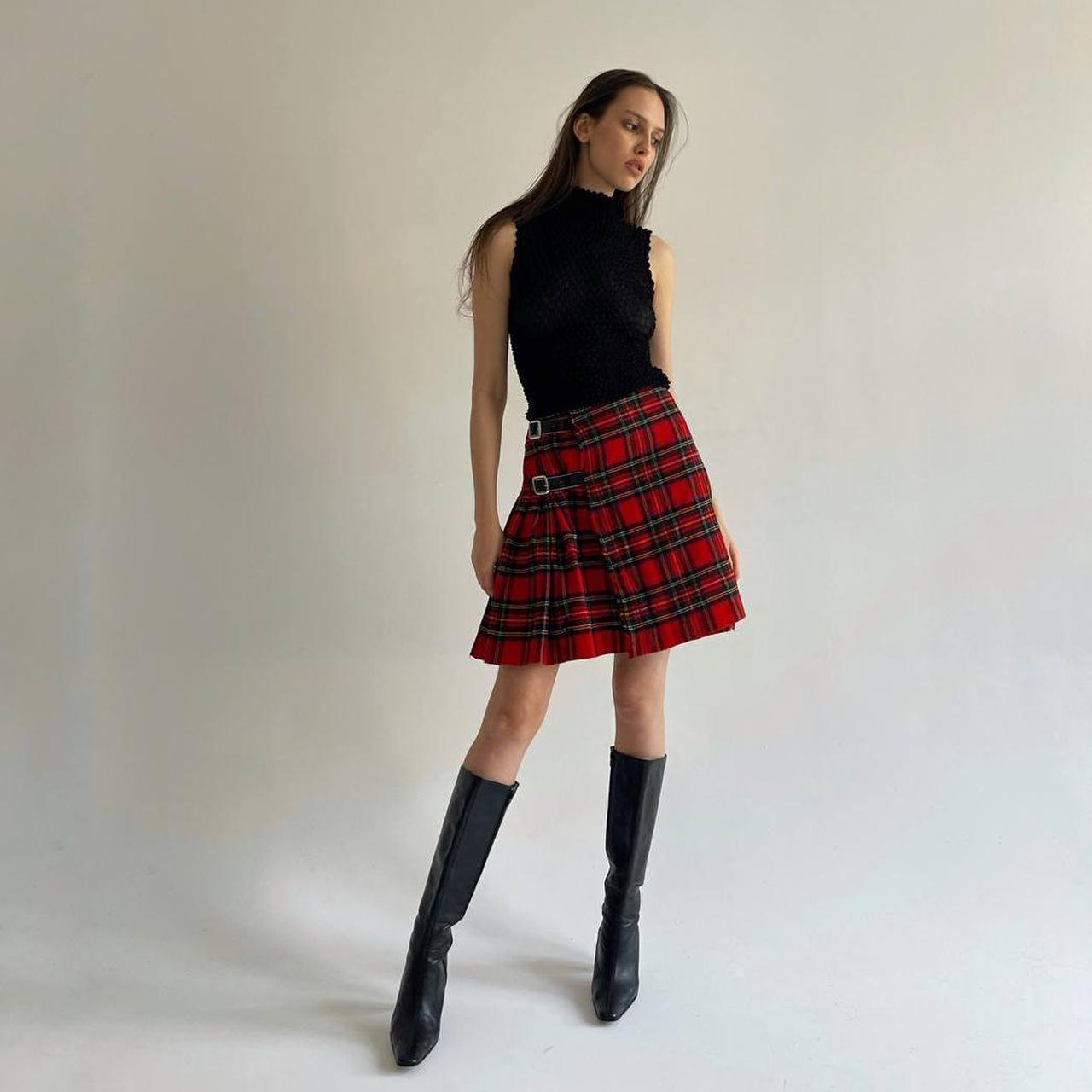 Vintage woollen red tartan plaid checked Depop