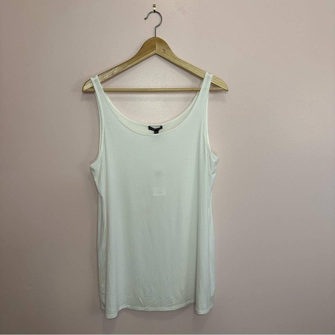 Eileen Fisher NWT Scoop Neck Long White Tank - Depop