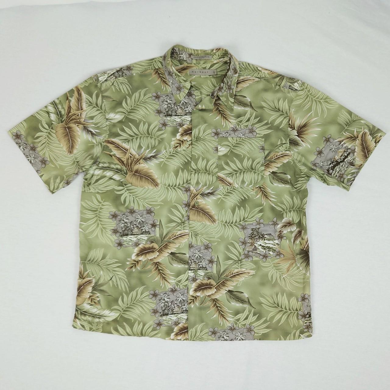 Men's green tropical floral /leaf print Hawaiian... - Depop