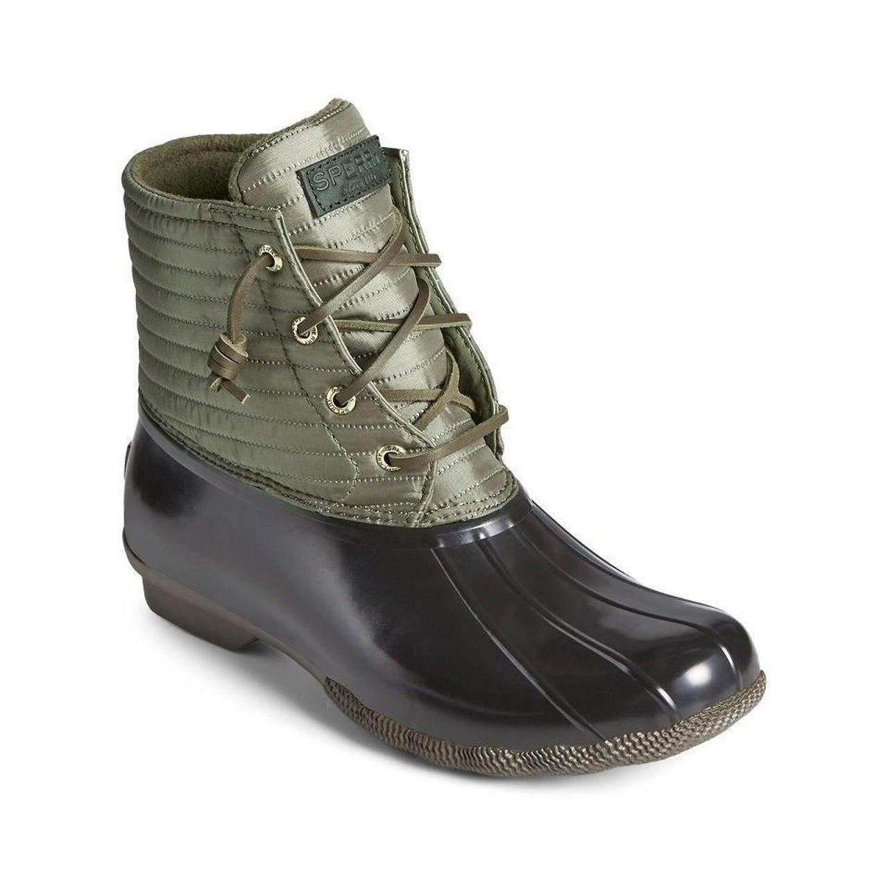 sperry duck boots green and orange