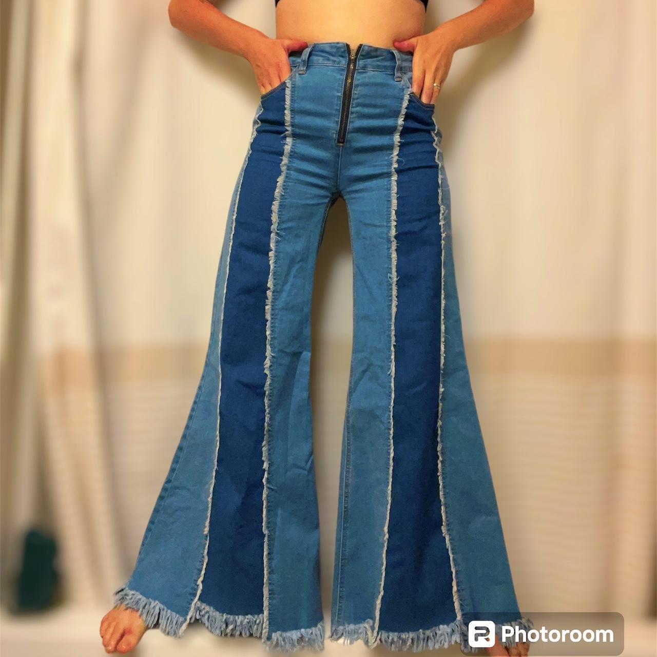 70s FLARE PANTS 💙🩵💙 •High waisted blue and Depop