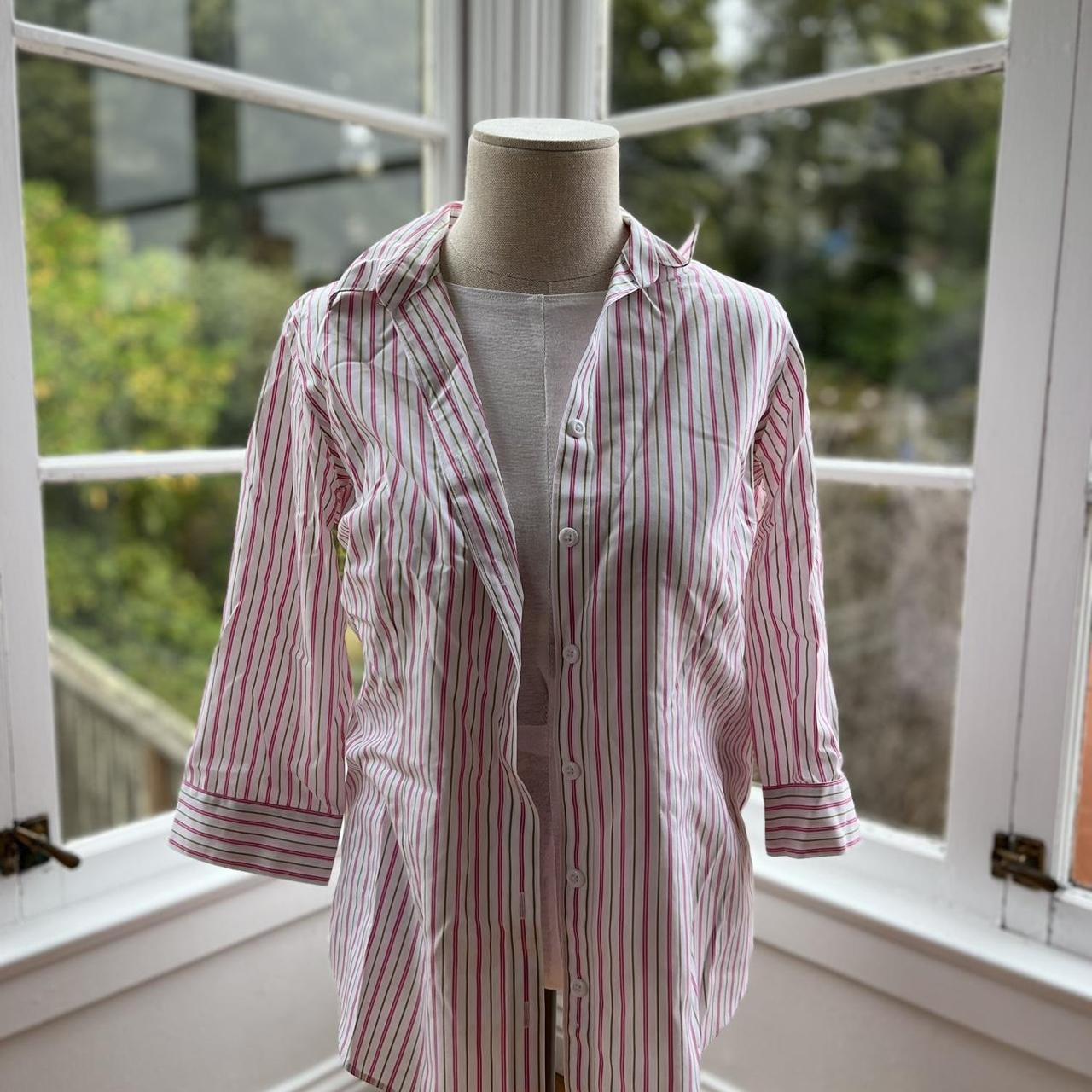 Cabela's Women's Pink and White Blouse | Depop