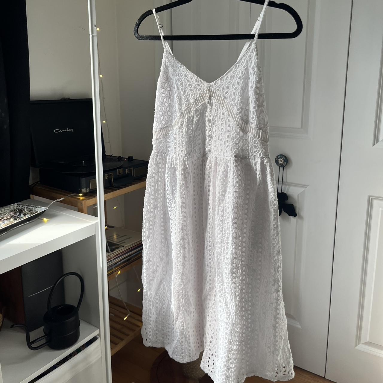 White eyelet midi dress in size small (would also... - Depop