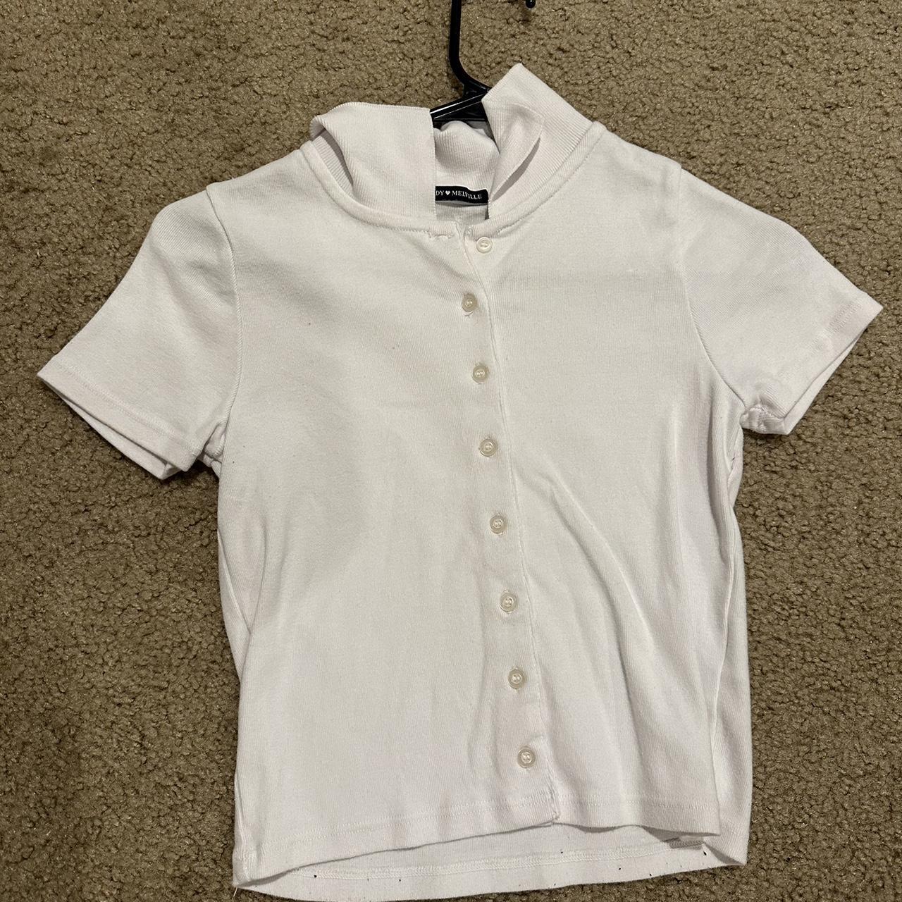 Brandy Melville white button top Never - Depop