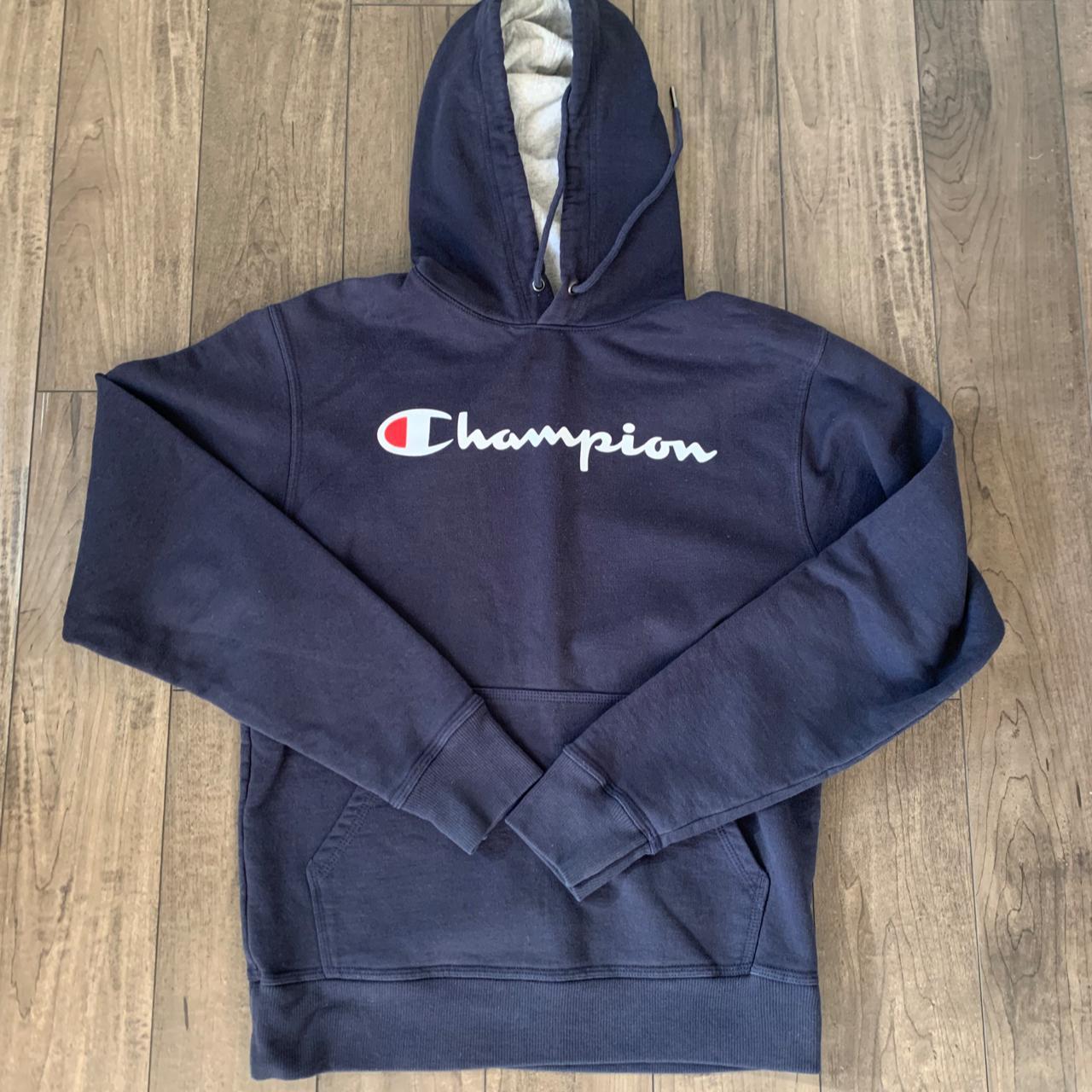 Champion Men's Navy Hoodie | Depop