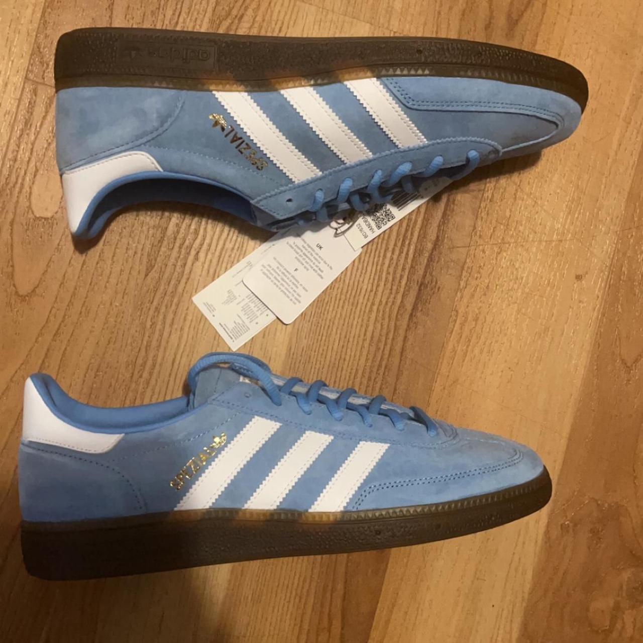 Adidas Men's Blue and Brown Trainers Depop