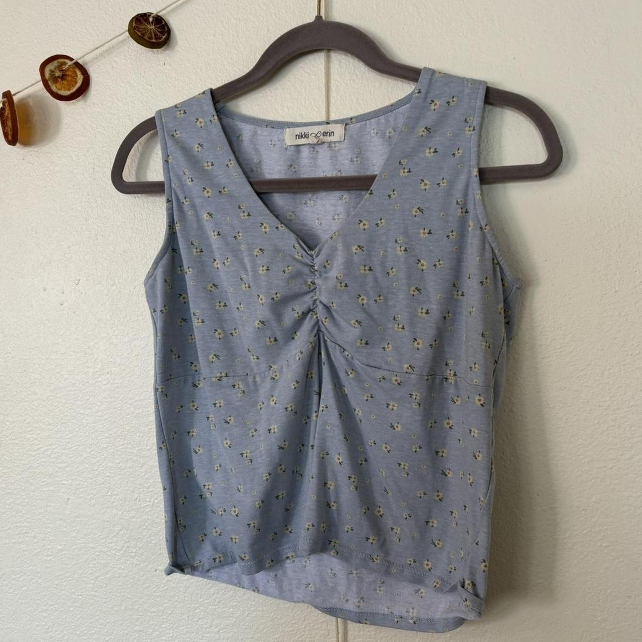 Sweet little blue tank with the cutest yellow... Depop