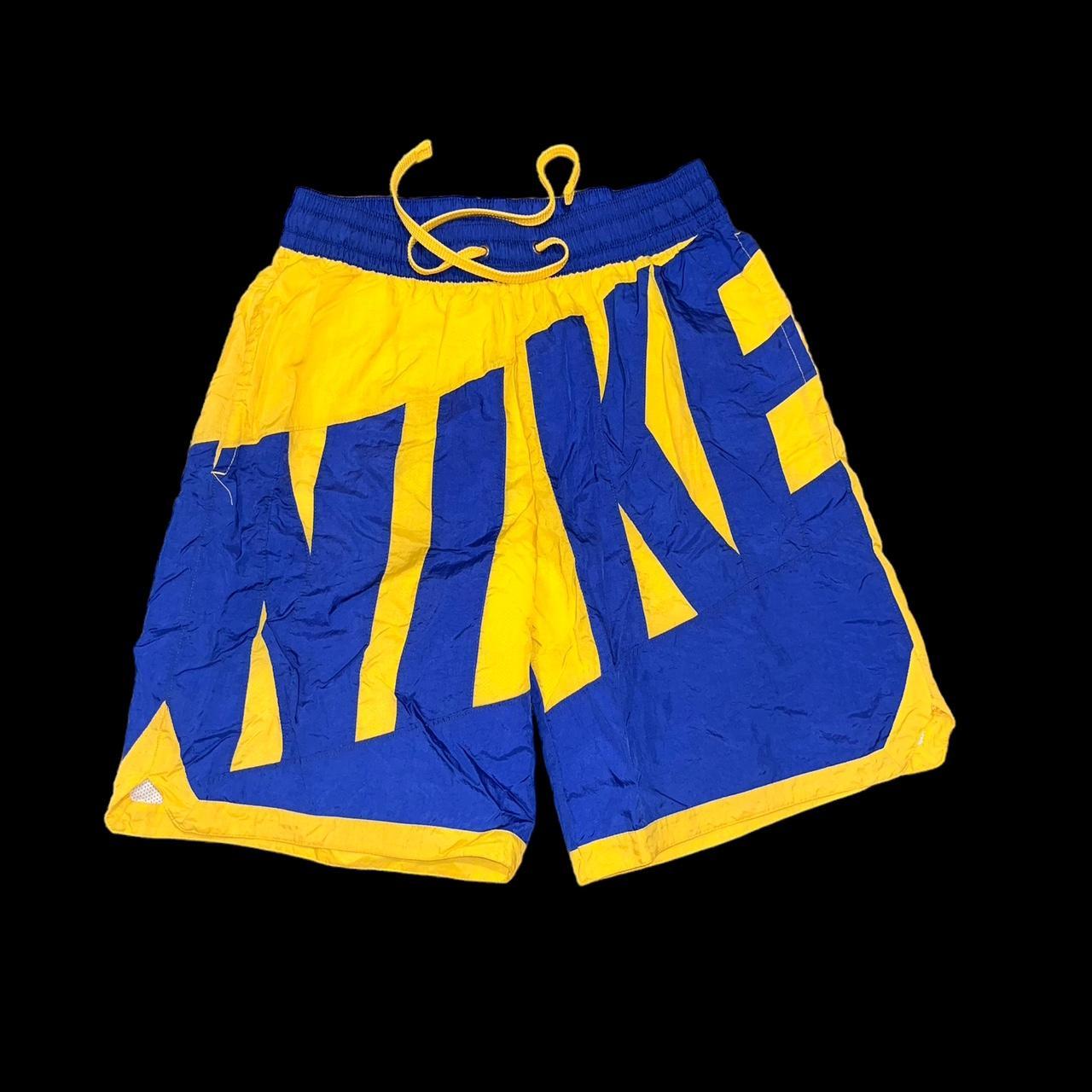 Nike Men's Blue and Yellow Shorts Depop